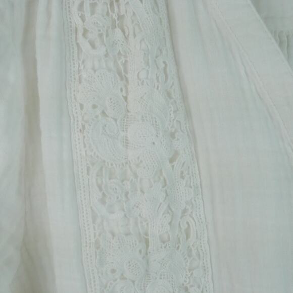 Tasha Polizzi XL Top White Cotton gauze Lace Western Cowgirl Boho Button Down - Picture 4 of 9